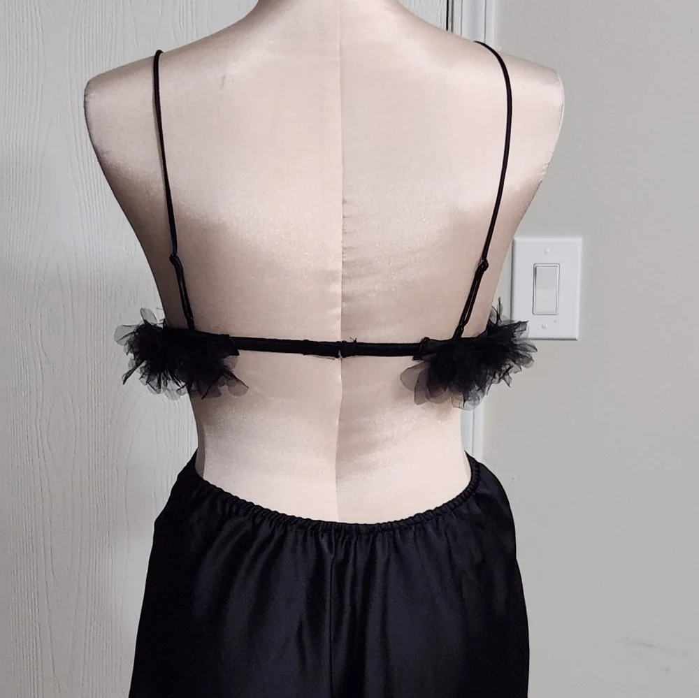 New!For Love And Lemons Satin Cutout Tulle‎ Trim Slip Dress